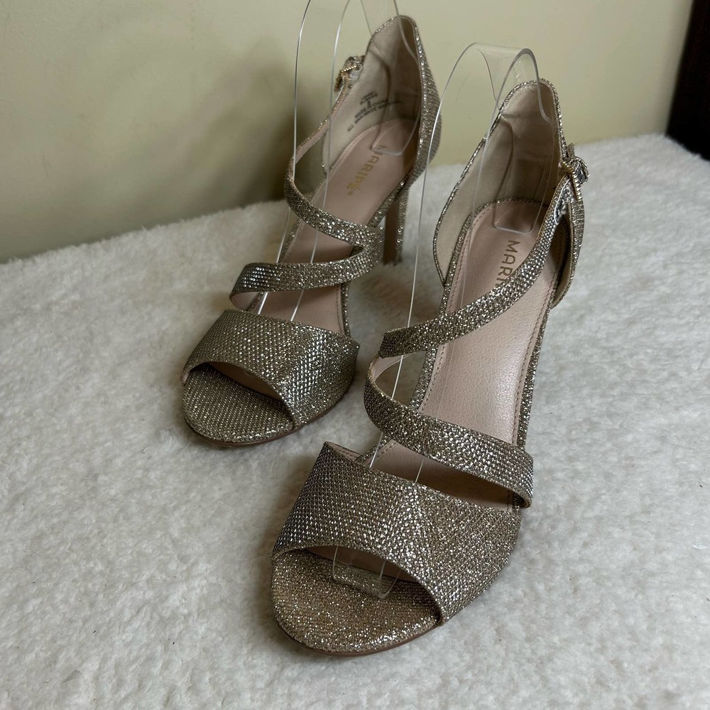 Maripe Heels Womens‎ 9 Gold Sloane Glitter Stiletto Wedding Formal Holiday Party